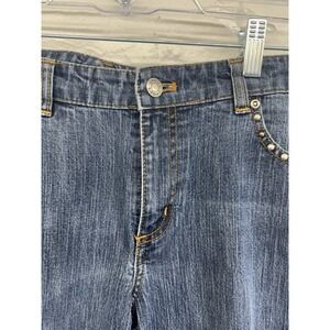 Chico's Platinum Blue Jeans Womens  1.5‎ T Barely Flare Leg Embellished Pocket